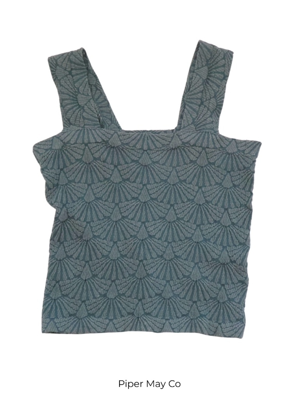 Coco Shay Textured Stretch Tank Size L | Square Neck Minimalist Top